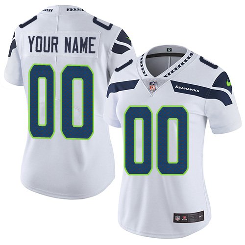 women's Seattle Seahawks Uniform 00 Custom name number Jersey Stitched Activewear White Shirt
