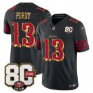 adult & youth,toddler SF 49ers Uniform 13 Brock Purdy Jersey Stitched 80th Years Patch Black Shirt