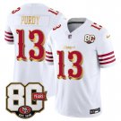 adult & youth SF 49ers Uniform 13 Brock Purdy Jersey Stitched 80th Years Patch White Activewear