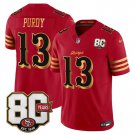 adult & youth SF 49ers Uniform 13 Brock Purdy Jersey Stitched Activewear 80th Years Patch Red Shirt