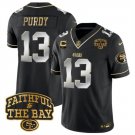 adult SF 49ers Uniform 13 Brock Purdy Jersey Stitched Black Gold C with Faithful To The Bay Patch