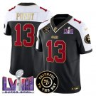 adult SF 49ers Uniform 13 Brock Purdy Jersey Stitched Black-White Faithful & Super Bowl LVIII Patch