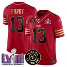 adult SF 49ers Uniform 13 Brock Purdy Jersey Stitched Red-Gold Faithful & Super Bowl LVIII Patch