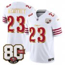 adult & youth SF 49ers Uniform 23 Christian McCaffrey Jersey Stitched 80th Years Patch White Shirt