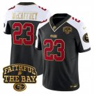 adult SF 49ers Uniform 23 Christian McCaffrey Jersey Stitched Black-White Faithful To The Bay Patch
