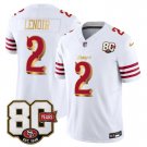 adult & youth SF 49ers Uniform 2 Deommodore Lenoir Jersey Stitched 80th Years Patch White Activewear