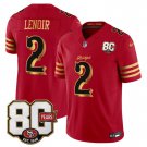 adult & youth SF 49ers Uniform 2 Deommodore Lenoir Jersey Stitched 80th Years Patch Red Activewear