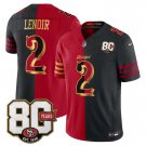 adult & youth SF 49ers 2 Deommodore Lenoir Jersey Stitched 80th Years Patch Split Red/Black Shirt