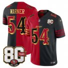 adult & youth SF 49ers Uniform 54 Fred Warner Jersey Stitched 80th Years Patch Split Red/Black Shirt