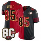 adult & youth SF 49ers Uniform 85 George Kittle Jersey Stitched 80th Years Patch Split Red/Black