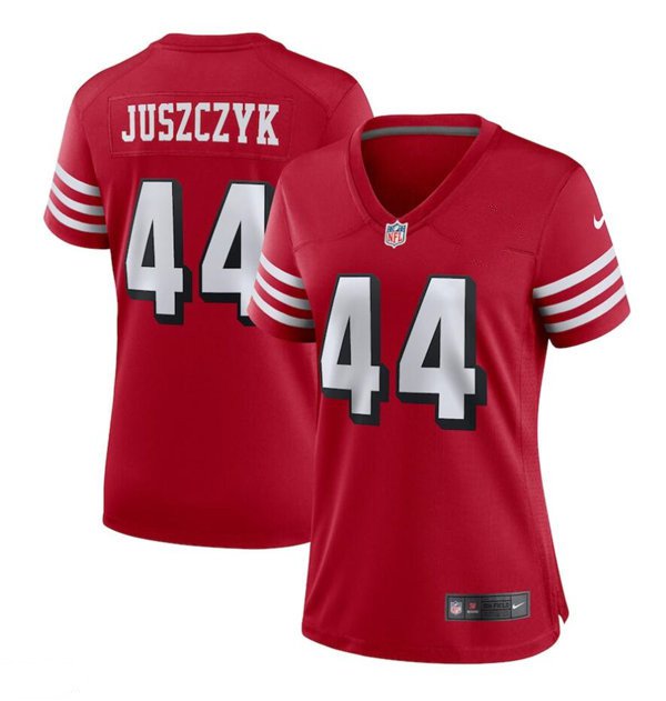 women's San Francisco 49ers Uniform 44 Kyle Juszczyk Jersey Stitched Shirt Red Alternate