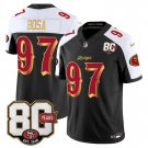 adult & youth SF 49ers Uniform 97 Nick Bosa Jersey Stitched 80th Years Patch Black-White Shirt