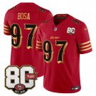 adult & youth SF 49ers Uniform 97 Nick Bosa Jersey Stitched 80th Years Patch Red Rivalries Shirt
