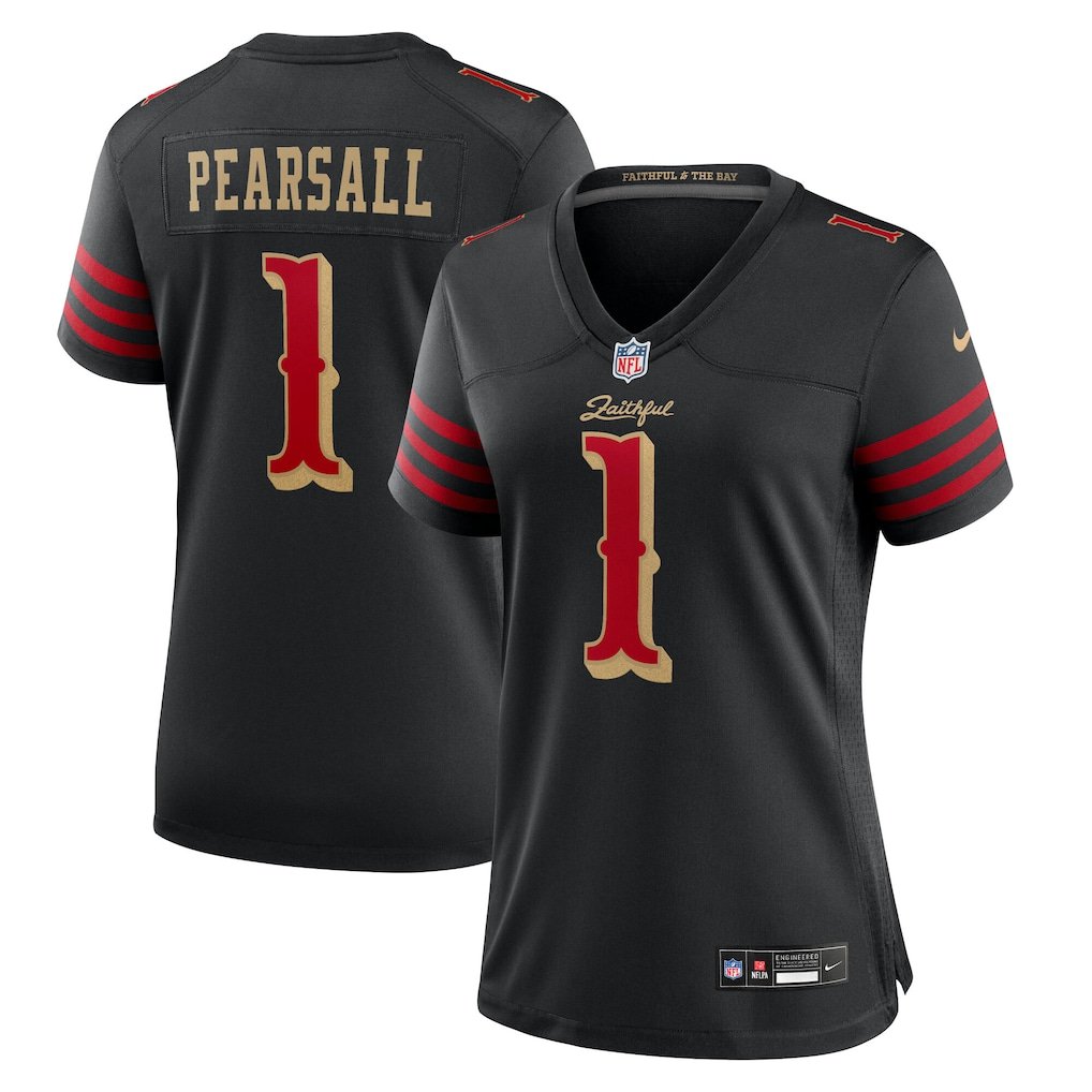 women's San Francisco 49ers Uniform 1 Ricky Pearsall Jersey Stitched Activewear Black Rivalries