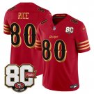 adult & youth SF 49ers Uniform 80 Jerry Rice Jersey Stitched 80th Years Patch Red Rivalries Shirt