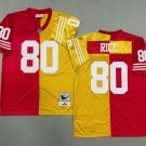 adult SF 49ers Uniform 80 Jerry Rice Jersey Stitched Activewear Throwback Split Red/Gold Mesh Shirt