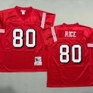 adult SF 49ers Uniform 80 Jerry Rice Jersey Stitched Activewear Red M&N Throwback Mesh Shirt