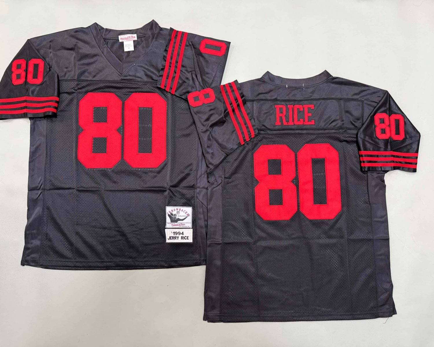 adult SF 49ers Uniform 80 Jerry Rice Jersey Stitched Activewear Black M&N Throwback Mesh Shirt