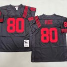 adult SF 49ers Uniform 80 Jerry Rice Jersey Stitched Activewear Black M&N Throwback Mesh Shirt
