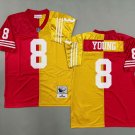 adult SF 49ers Uniform 8 Steve Young Jersey Stitched Activewear Throwback Split Red/Gold Mesh Shirt