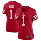 women's San Francisco 49ers Uniform Number 1 Mom Jersey Stitched Activewear Red Shirt