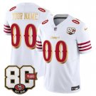 adult & youth SF 49ers 00 Custom name number Jersey Stitched 80th Years Patch White Rivalries Shirt