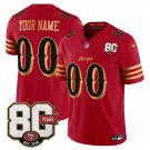 adult & youth SF 49ers 00 Custom name number Jersey Stitched 80th Years Patch Red Rivalries Shirt