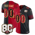 adult & youth SF 49ers 00 Custom name number Jersey Stitched 80th Years Patch Split Red/Black