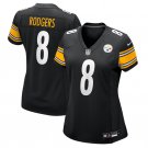 women's Pittsburgh Steelers Uniform 8 Aaron Rodgers Jersey Stitched Activewear Black Shirt