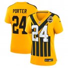 women's Steelers Uniform 24 Joey Porter Jr. Jersey Stitched Activewear 1933 Throwback Gold Shirt