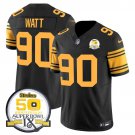 adult & youth,toddler Steelers 90 T.J. Watt Jersey Stitched Black 50th Anniversary Of Super Bowl IX