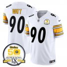 adult & youth,toddler Steelers 90 T.J. Watt Jersey Stitched White 50th Anniversary Of Super Bowl IX