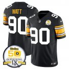 adult & youth,toddler Steelers 90 T.J. Watt Jersey Stitched Black 50th Anniversary Of Super Bowl IX
