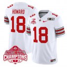 adult Ohio State Buckeyes 18 Will Howard Jersey College White 2025 with Champions Patch Stitched