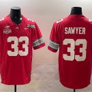adult Ohio State Buckeyes 33 Jack Sawyer Jersey College Red 2025 with Champions Patch Stitched