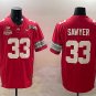 adult Ohio State Buckeyes 33 Jack Sawyer Jersey College Red 2025 with Champions Patch Stitched