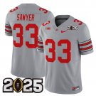 adult & youth Ohio State Buckeyes 33 Jack Sawyer Jersey College Gray 2025 CFP Final Patch Stitched