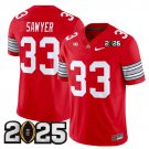 adult & youth Ohio State Buckeyes 33 Jack Sawyer Jersey College Red 2025 CFP Final Patch Stitched