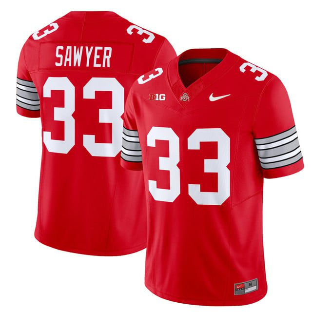 adult & youth Ohio State Buckeyes Uniform 33 Jack Sawyer Jersey College Activewear Red Stitched