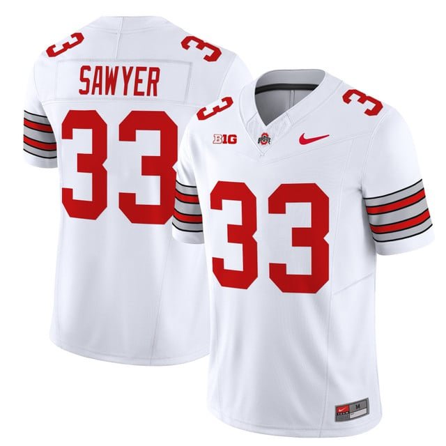 adult & youth Ohio State Buckeyes Uniform 33 Jack Sawyer Jersey College Activewear White Stitched