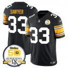 adult & youth,toddler Steelers 33 Jack Sawyer Jersey Black 50th Anniversary Of Super Bowl IX Patch