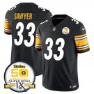adult & youth,toddler Steelers 33 Jack Sawyer Jersey Black 50th Anniversary Of Super Bowl IX Patch