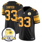 adult & youth,toddler Steelers 33 Jack Sawyer Jersey Black 50th Anniversary Of Super Bowl IX Patch