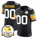 adult & youth,toddler Steelers 00 Custom name number Jersey Stitched Black 50th Anniversary Patch