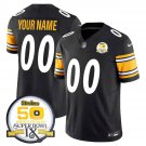 adult & youth,toddler Steelers 00 Custom name number Jersey Stitched Black 50th Anniversary Patch