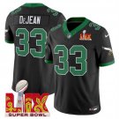 adult & youth Eagles Uniform 33 Cooper DeJean Jersey Stitched Black-Green 2025 Super Bowl LIX Patch