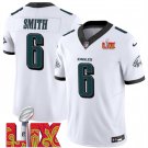 adult & youth,toddler Eagles Uniform 6 DeVonta Smith Jersey Stitched White 2025 Super Bowl LIX Patch
