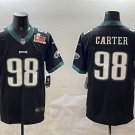 adult & youth,toddler Eagles Uniform 98 Jalen Carter Jersey Stitched Black 2025 Super Bowl LIX Patch