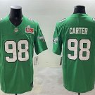 adult & youth,toddler Eagles 98 Jalen Carter Jersey Green Alternate 2025 Super Bowl LIX Patch