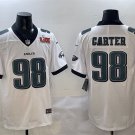 adult & youth,toddler Eagles Uniform 98 Jalen Carter Jersey Stitched White 2025 Super Bowl LIX Patch